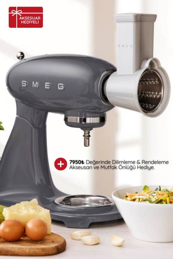 Smeg SMF03GREU Retro 4.8 Litre Gri Stand Mikser - 1