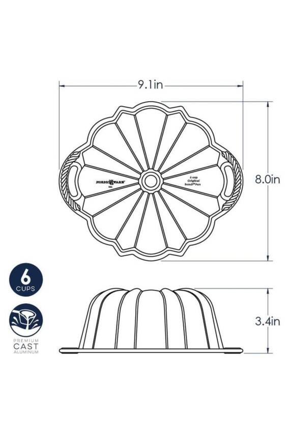 Nordicware 51277 60. Yıl Özel Bundt Kek Kalıbı - 6 Cup Gold - 3