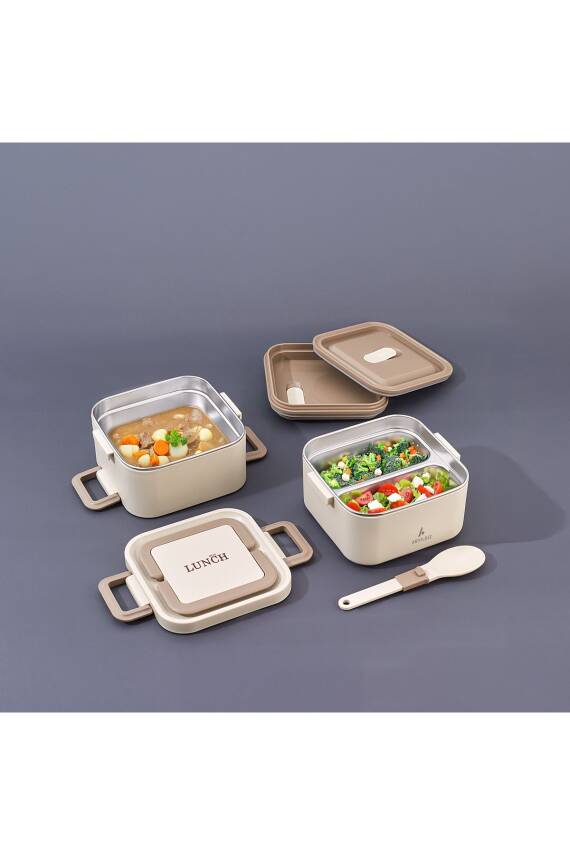 Aryıldız 153AR262108 Bento Lunch Box Kare Bej 1400ml - 1
