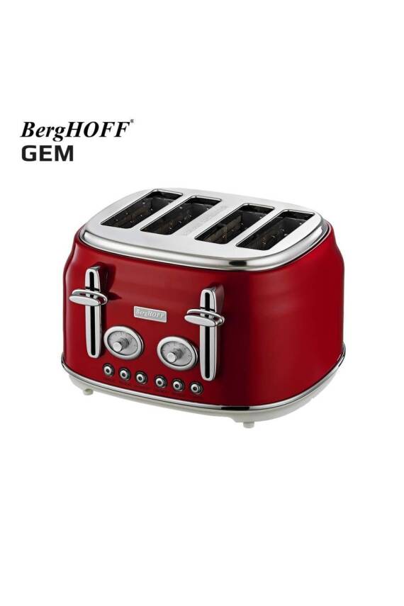 Berghoff 7950050 GEM RETRO Kırmızı Dört Dilim Ekmek Kızartma Makinesi - 1