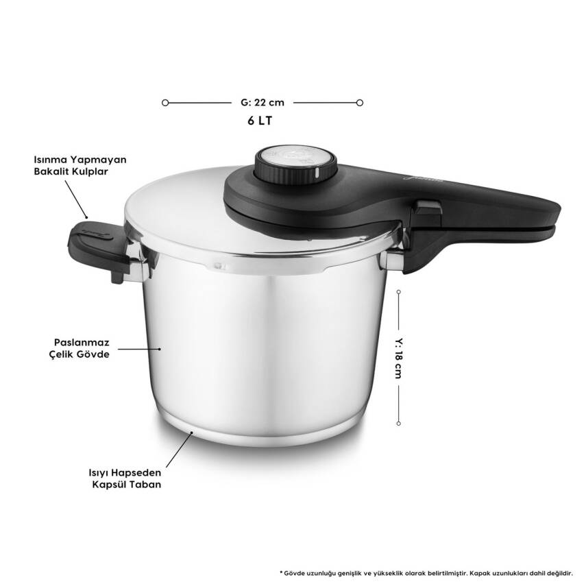 Jumbo 1000245471001 Prime Master 4 + 6L Çelik 2 Parça Düdüklü Tencere Seti - 3
