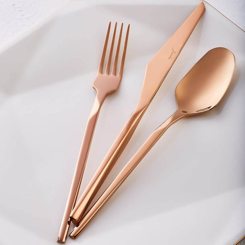 Jumbo 500.01.01.6705 5100 Quartz Titanyum Bronz Çatal Kaşık Bıçak SET 84 Parça 12 Kişilik - 2