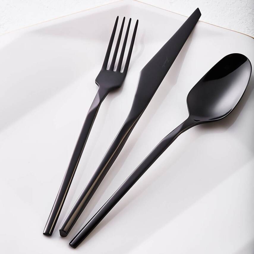 Jumbo 500.01.01.6706 5100 Quartz Titanyum Siyah 84 Parça 12 Kişilik Çatal Kaşık Bıçak Takımı - 1