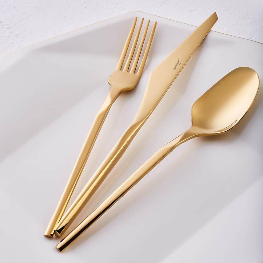 Jumbo 500.01.01.6962 5100 Quartz Titanyum Gold 12 Kişilik 84 Parça Çatal Kaşık Bıçak Takımı - 1