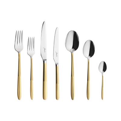 Jumbo 9401 Altın 12 Kişilik 84 Parça Gold Çatal Kaşık Bıçak Seti - 1