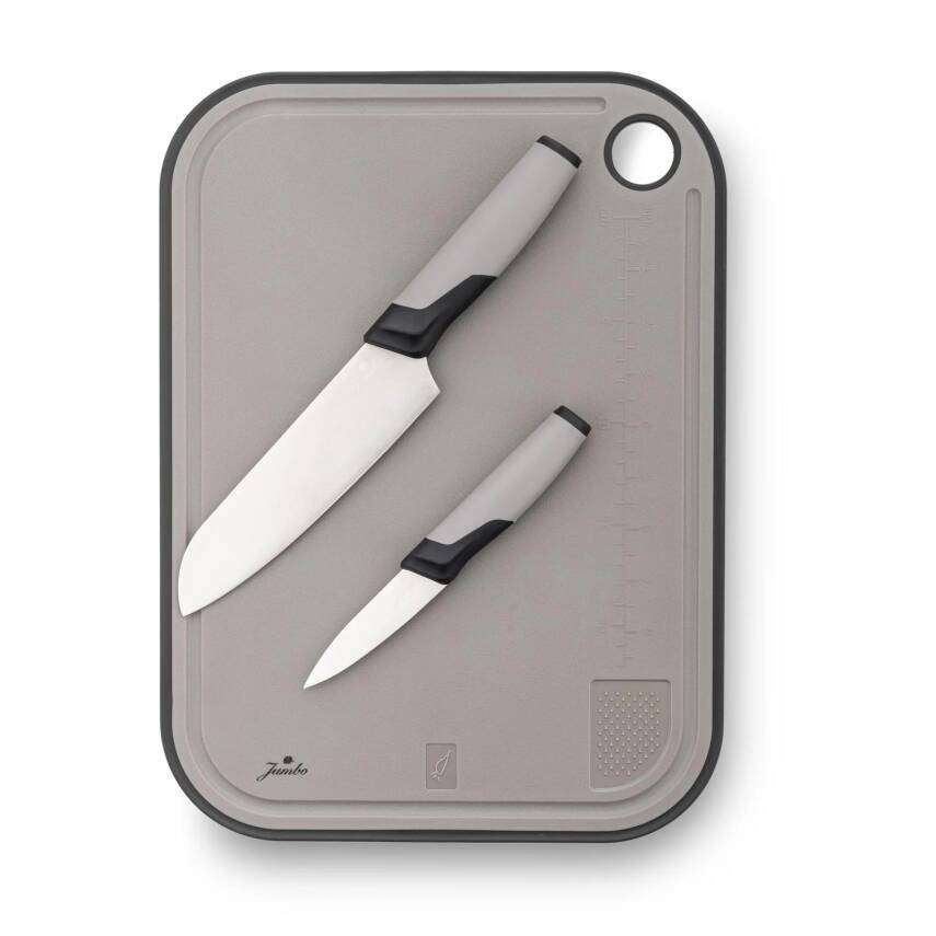 Jumbo Smart Grey Kesme Tahtası ve 2'li Bıçak Seti - 1