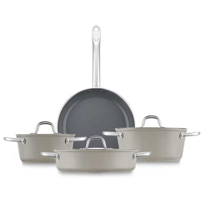 Jumbo Swiss Crystal 7 Parça Tencere Seti Bej - 1