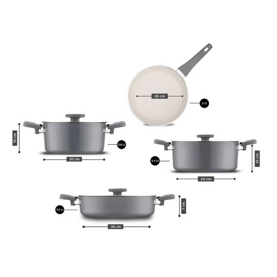 Jumbo Swiss Crystal 7 Parça Tencere Seti Grey - 2