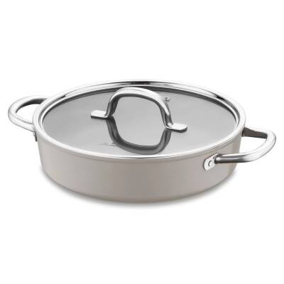 Jumbo Swiss Crystal Bej Basık Tencere 26 cm - JUMBO