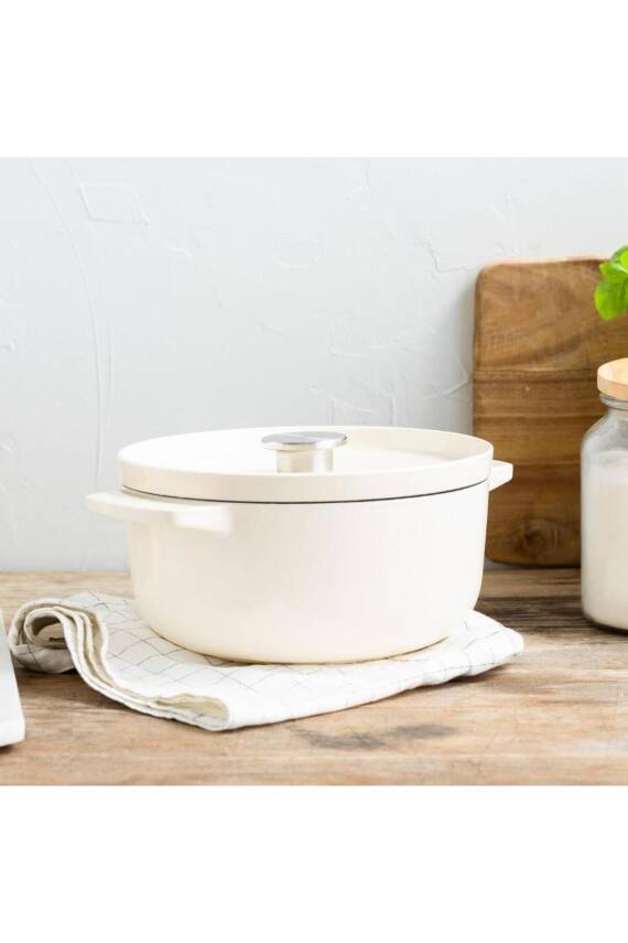 Kitchenaid CC006056 Döküm Demir Tencere 22 cm / 3.3 L Almond Krem - 3