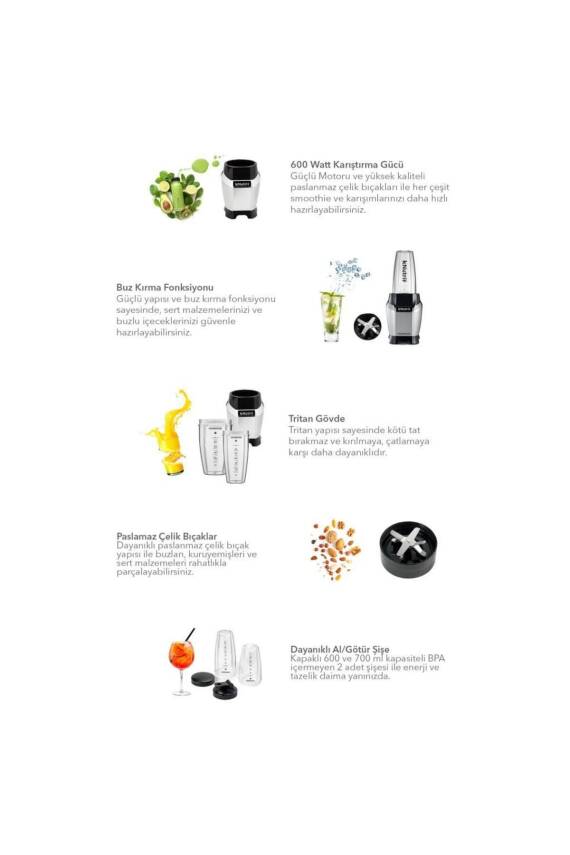 Kenwood BSP70.180SI 600 ml Kapasiteli Nutri Smoothie Blender - 7