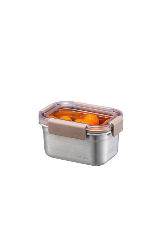 LocknLock LST602 Paslanmaz Çelik Fırın Saklama Kabı Dörtgen Kilitli 520 ml - 1
