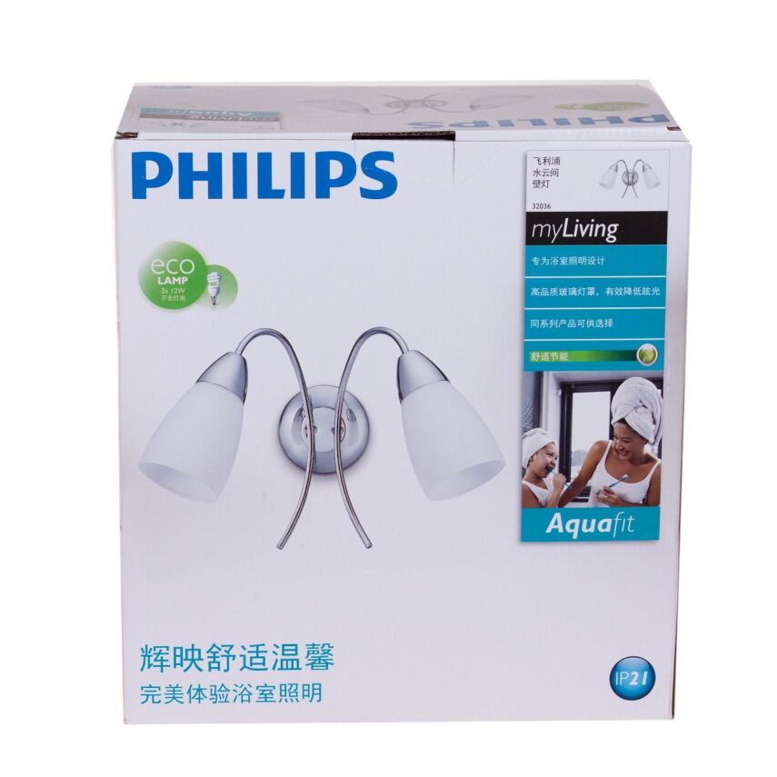 Outlet-PHİLİPS 32036 2'Lİ BANYO APLİĞİ CHROME 2X12W 230V - (32036/11/66) - 2