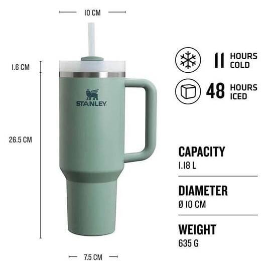 Stanley Quencher Pipetli Termos Bardak 1.18 Lt Koyu Yeşil - 3