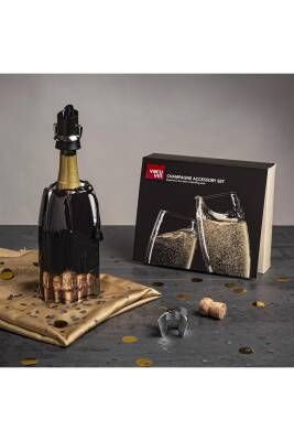 Vacu Vin 38899606 Şampanya Aksesuar Seti Şampanya Açacağı Soğutucu Servis Stopper Kutulu - 4