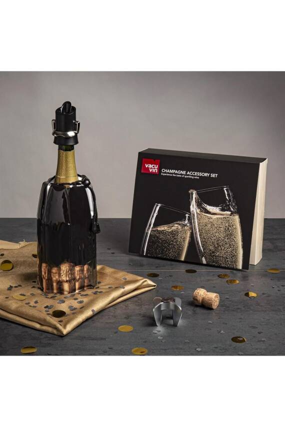 Vacu Vin 38899606 Şampanya Aksesuar Seti Şampanya Açacağı Soğutucu Servis Stopper Kutulu - 4
