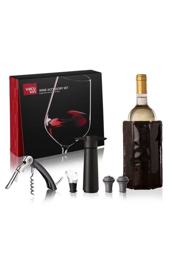 Vacu Vin 68897606 Şarap Aksesuar Seti Tirbüşon Soğutucu Servis Vakum Set Stoper Kutulu - 1