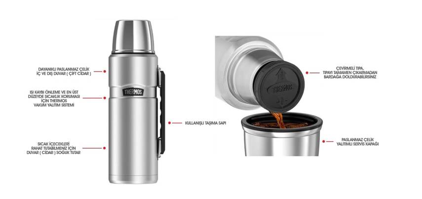 Sk2010 Stainless King Large Matte Stainless Steel 1,2 Litre Termos - 4