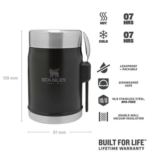 Stanley Klasik Paslanmaz Çelik Siyah Yemek Termosu Kaşıklı 0,40 Litre - 3
