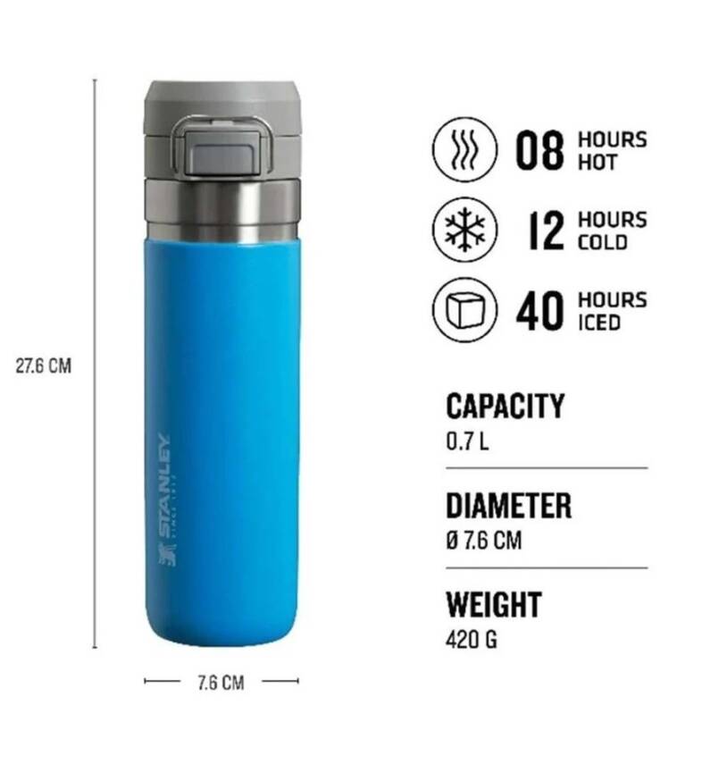 Stanley The Quick Flip Paslanmaz Çelik Termos 0,70 Lt Mavi - 2